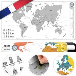 carte du monde à gratter en Gaulois de la marque #benehacks